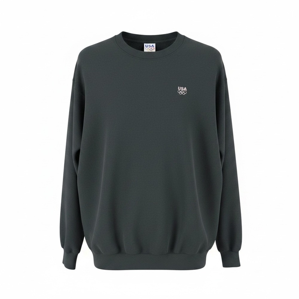 USA Olympic‎ Brand Mens XLT Crewneck Sweatshirt Charcoal Grey Embroidered Logo